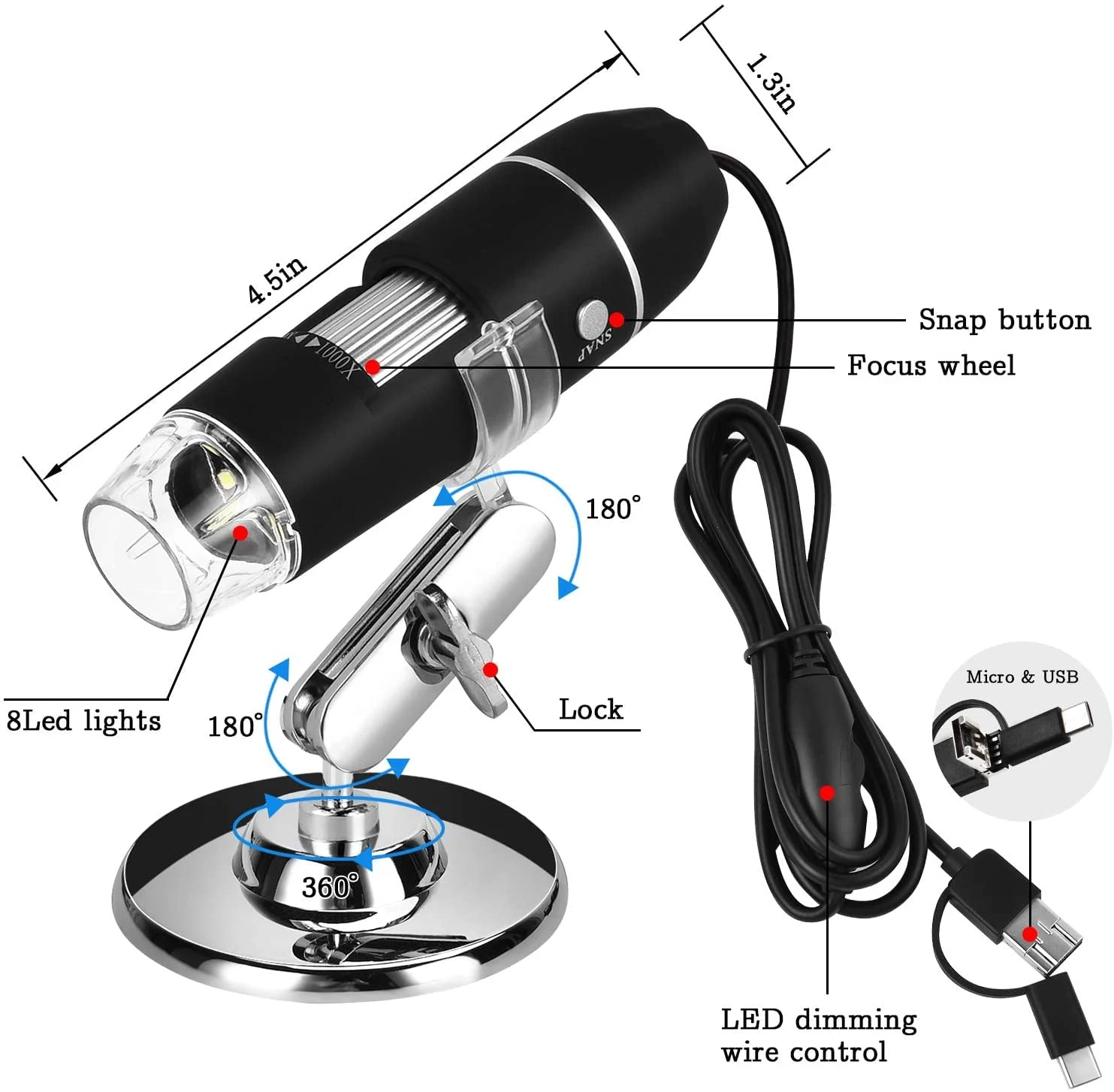 Tobo TD-584IM 1000X USB dijital mikroskop - görsel 4